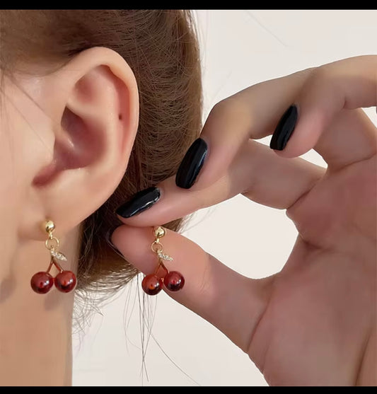 Red Cherry Drop Earrings