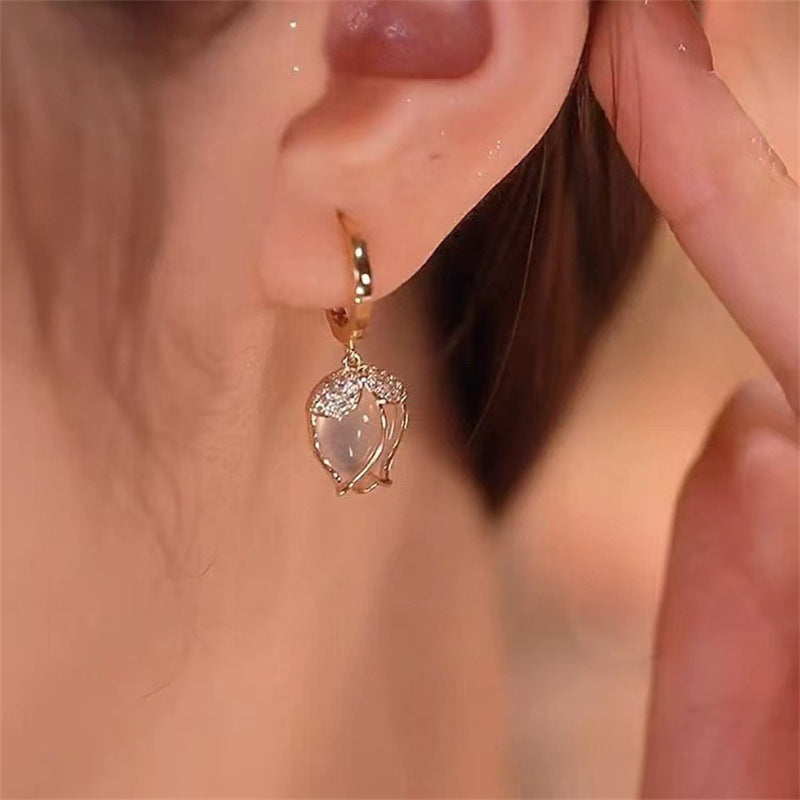 Luxury Vintage Opal Sun Flower Versatile Crystal Earrings for Women Pendant Jewelry Party Valentines Day Gift