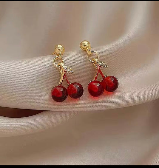 Red Cherry Drop Earrings