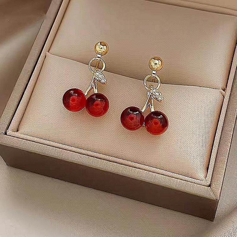 Red Cherry Drop Earrings