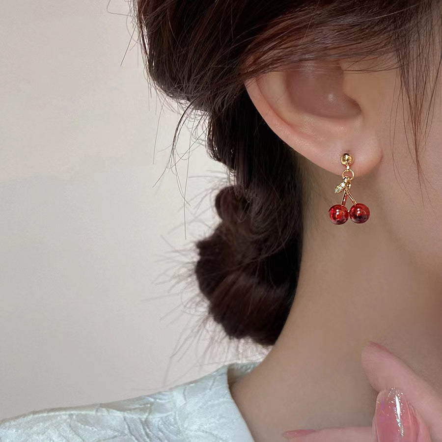 Red Cherry Drop Earrings