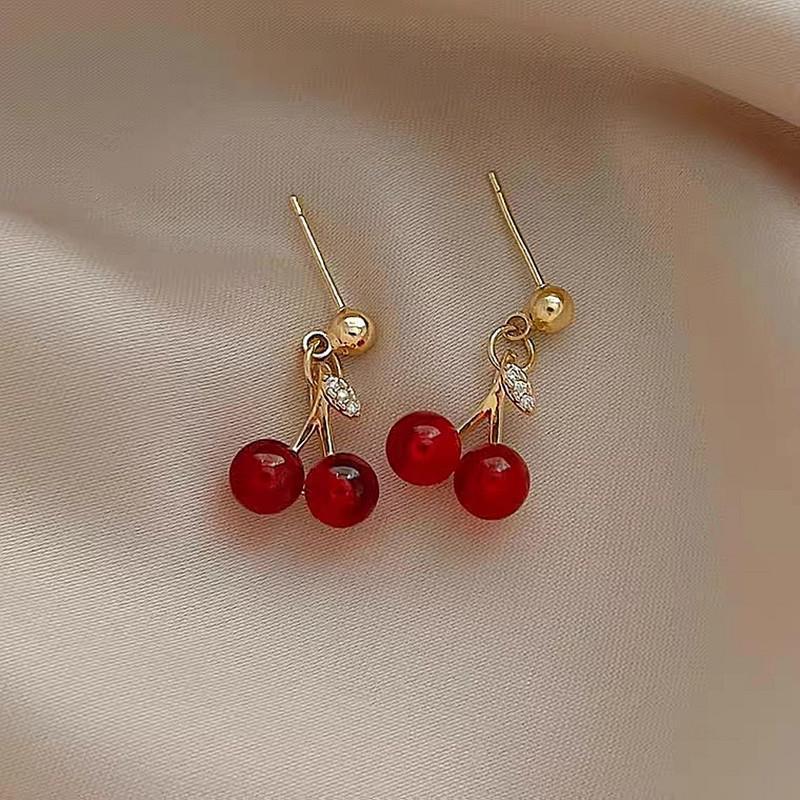 Red Cherry Drop Earrings